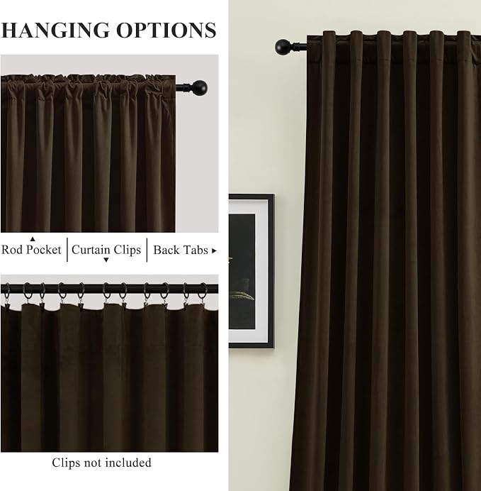 Brown Velvet Blackout Curtains 84 Inches - Image 3