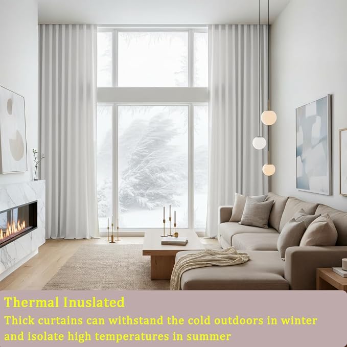 Timeper White Velvet Curtains 90 inches 2 Panels, Luxury Curtains - Image 3