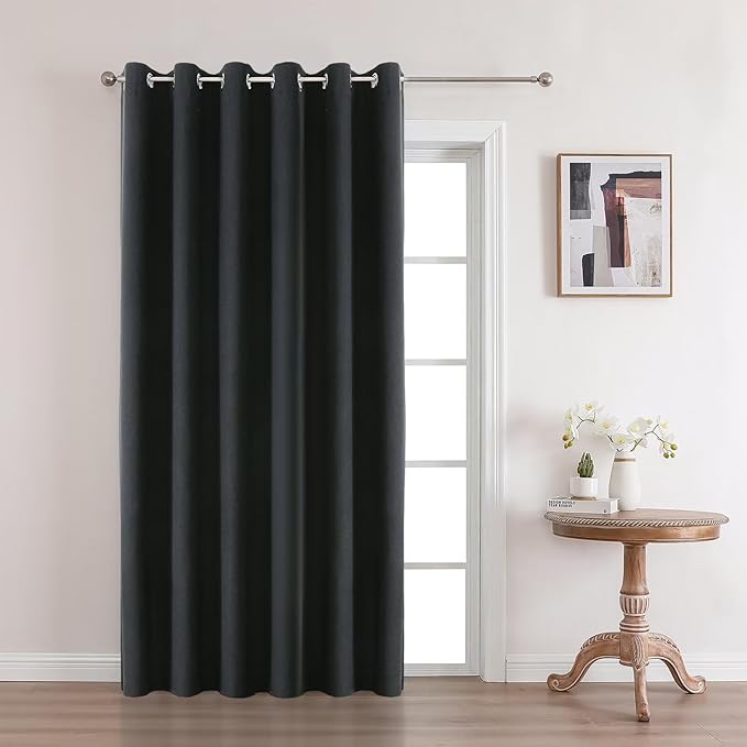 Joydeco Charcoal Grey Blackout Curtains 108 Inches Long, Extra Long Curtains by JOYDECO
