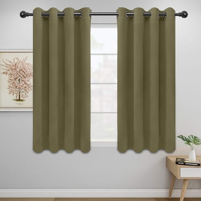 Easy-Going Thermal Grommet Blackout Curtains, 2 Panels 52x46 in, Khaki | by Easy-Going