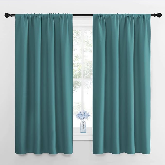 NICETOWN Window Curtains for Bedroom, Sea Teal, 2 Panels, W42 x L48 -Inch by NICETOWN