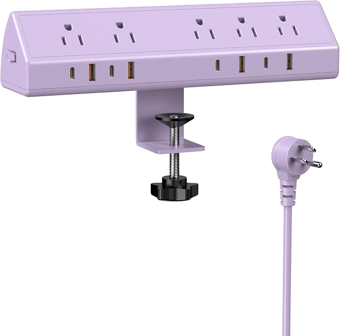 Jgstkcity Desk Clamp Power Strip USB C 65W, Surge Protector, 5 Outlets by Jgstkcity