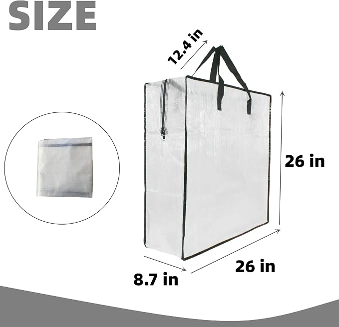 3 Pack Clear Storage Bags with Zipper and Handles, Blanket Bags - Image 2