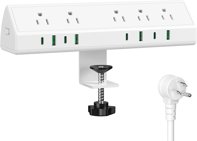 Jgstkcity Desk Clamp Power Strip USB C 45W, 8 USB, 15FT Cable, Edge Mount by Jgstkcity