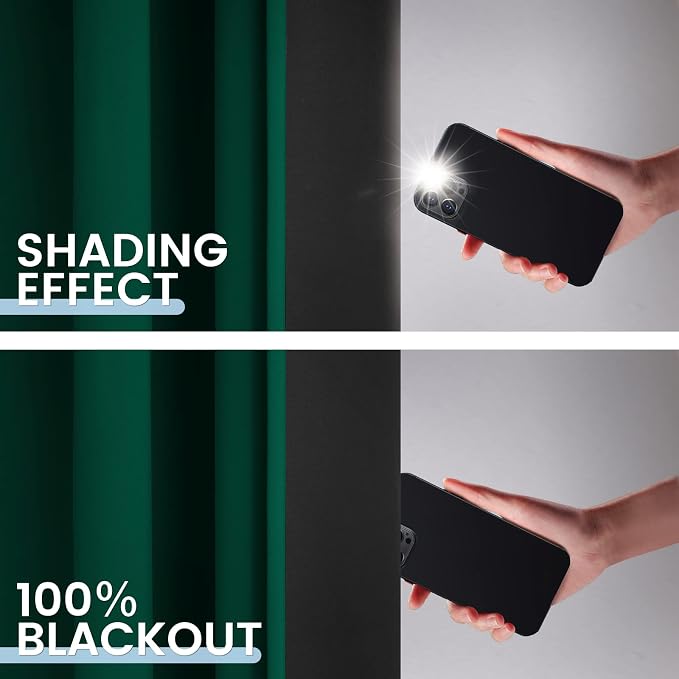 SimpleHome Dark Green 100% Blackout Curtains Room Darkening Living Room 45 | - Image 4