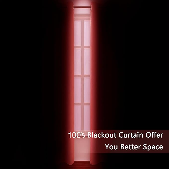 Bright Red Thermal 100% Blackout Curtains/52 x 95 Inch/Set of 2 Panels Room - Image 3