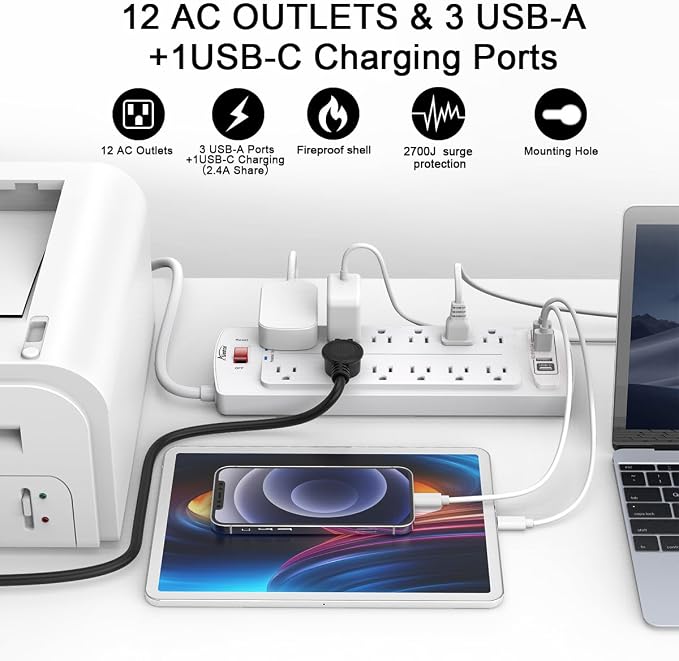 ALESTOR 20 Ft Surge Protector Power Strip - Image 2