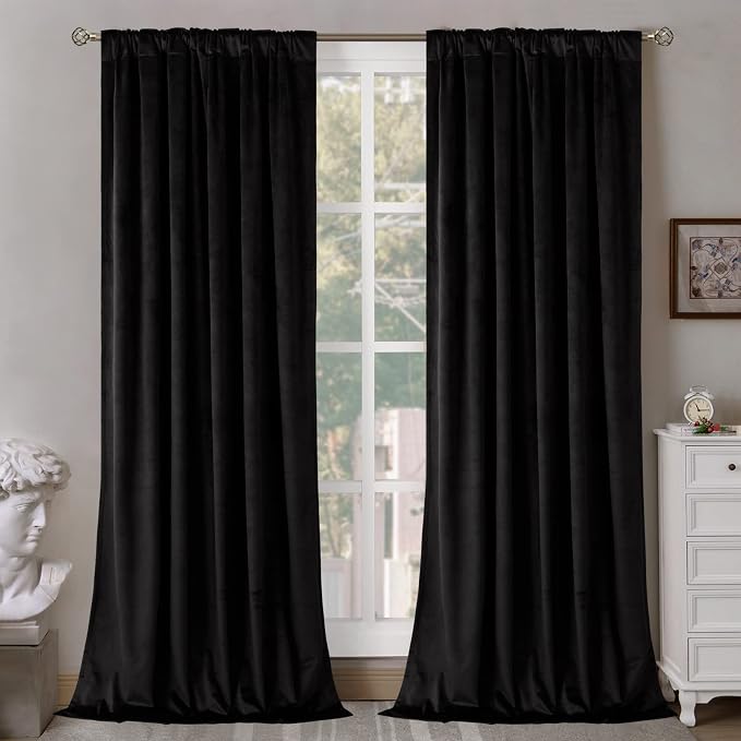 BGment Halloween Black Velvet Blackout Curtains 84 inch - Image 2