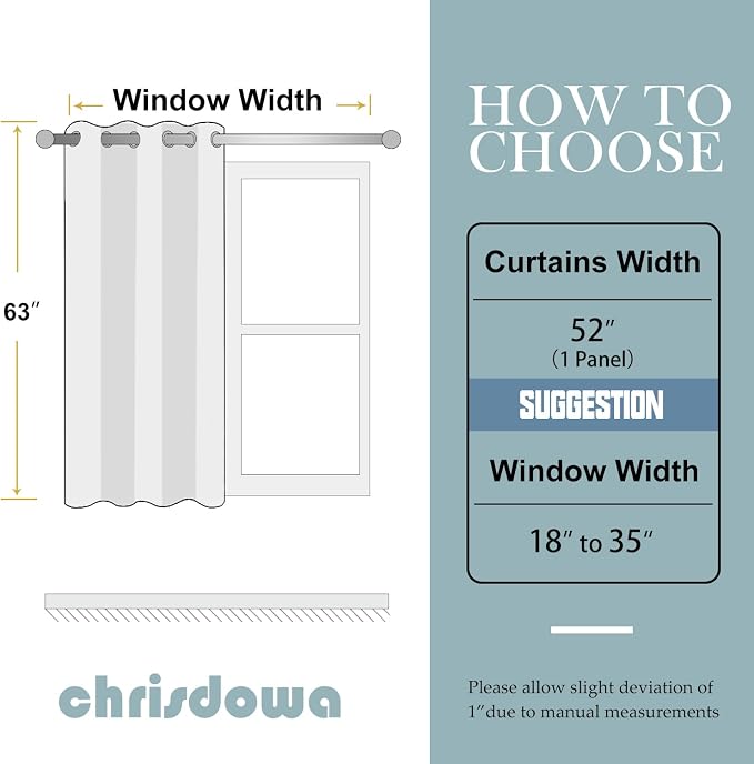 ChrisDowa Blackout Curtains Door Curtain 63 Inch Length Closet Drapes, Teal | - Image 5