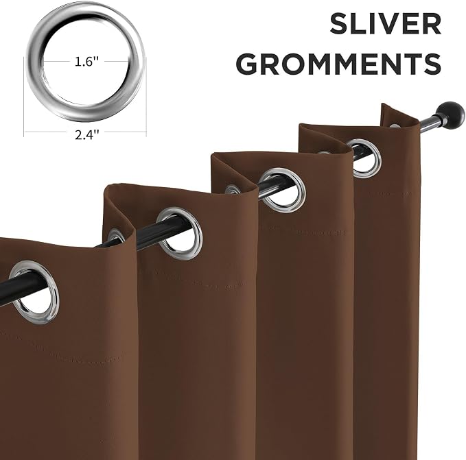 CUCRAF Brown Blackout Curtains 54 inch Length, Thermal Insulated Room Darkening - Image 2