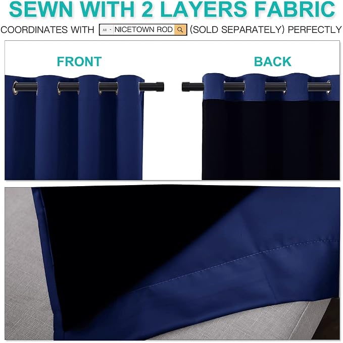 NICETOWN 100% Blackout Curtain Set, Thermal Insulated & Energy Efficiency - Image 5