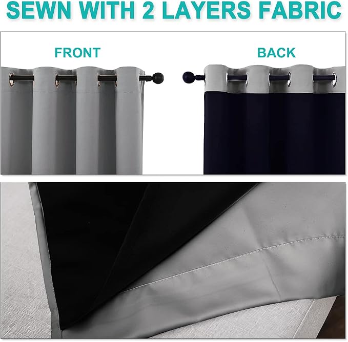 NICETOWN Blackout Curtains 80 inches Long, Full Light Blocking Drapes - Image 5