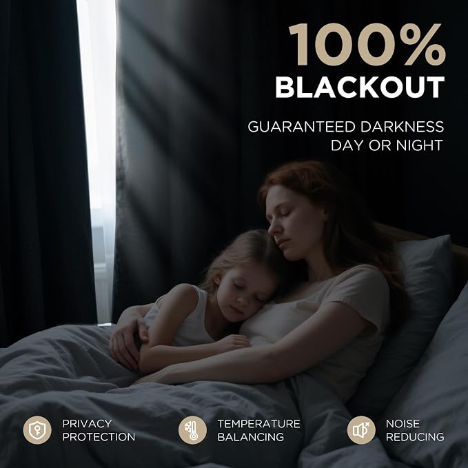 Joydeco 100% Blackout Curtains Velvet Black Out Curtain 120 Inch Drapes | - Image 3