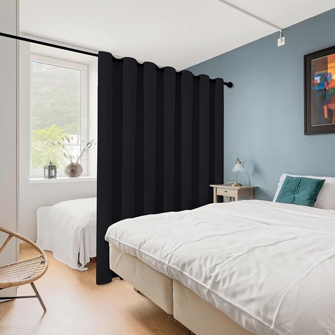 ChrisDowa Room Divider Curtain 120 Inch Long Sliding Door Curtains, 1 Panel | - Image 2