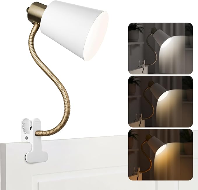 Desk lamp Eye-Caring Table Lamps, 360°Rotation Gooseneck Clip on Lamp Reading - Image 9