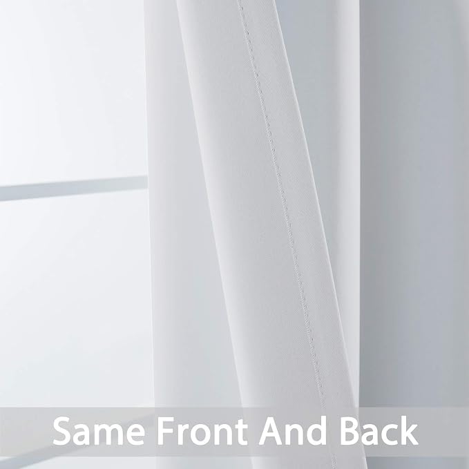 Yakamok Blackout Curtains 38x90 inch Greyish White Thermal Drapes-Bedroom | 2 - Image 5