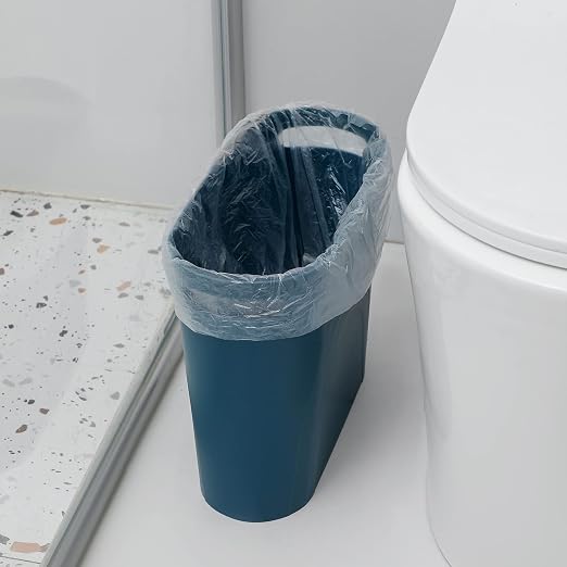 rejomiik Small Bathroom Trash Can, 3.5 Gallon Slim Garbage Can, Teal Blue | - Image 2