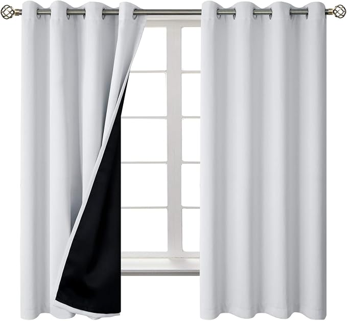 BGment Greyish White 100% Blackout Curtains - Image 8