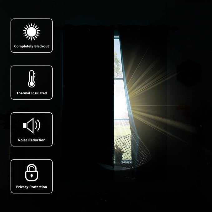 KOUFALL 72 Inch Wide Curtains for Bedroom, Extra Wide Blackout Heat Temperature - Image 5