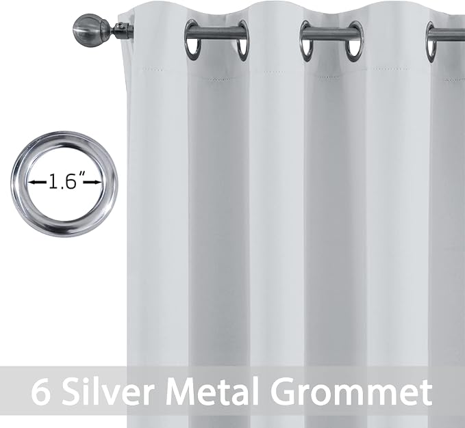 Yakamok Blackout Curtains 38x63 inch Greyish White Thermal Drapes-Bedroom | 2 - Image 2