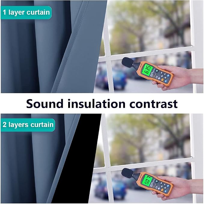 NICETOWN 100% Blackout Window Curtain Panels, Stone Blue, 2 Pieces, Heat and - Image 4