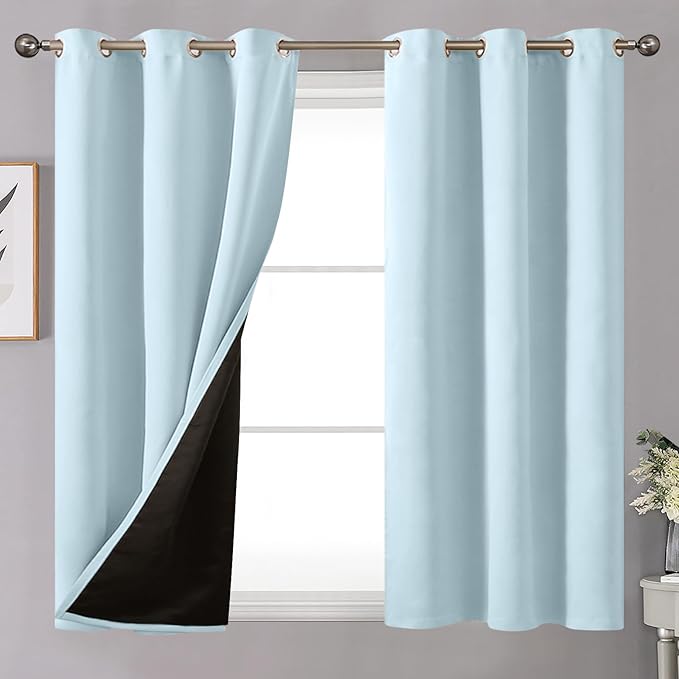 YoungsTex 100% Blackout Curtains 54 Inch Length 2 Panels, Room Darkening Drapes by YoungsTex