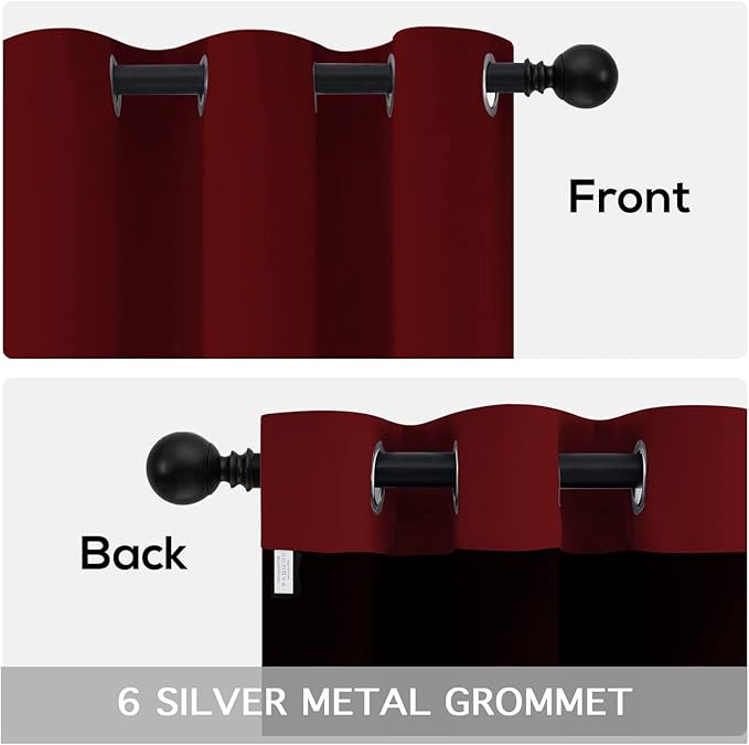 Yakamok Burgundy Red Blackout Curtains 72 inches Long - Image 6