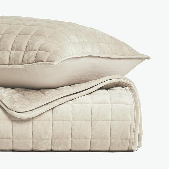 RECYCO Channel Box Stitch Velvet Quilt Set, Twin/Twin XL Size, Luxury Oversized - Image 5