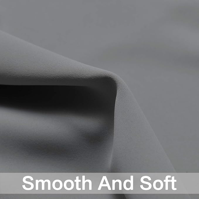 Yakamok Blackout Curtains 38x45 inch Grey Thermal Drapes-Bedroom | 2 panels - Image 4