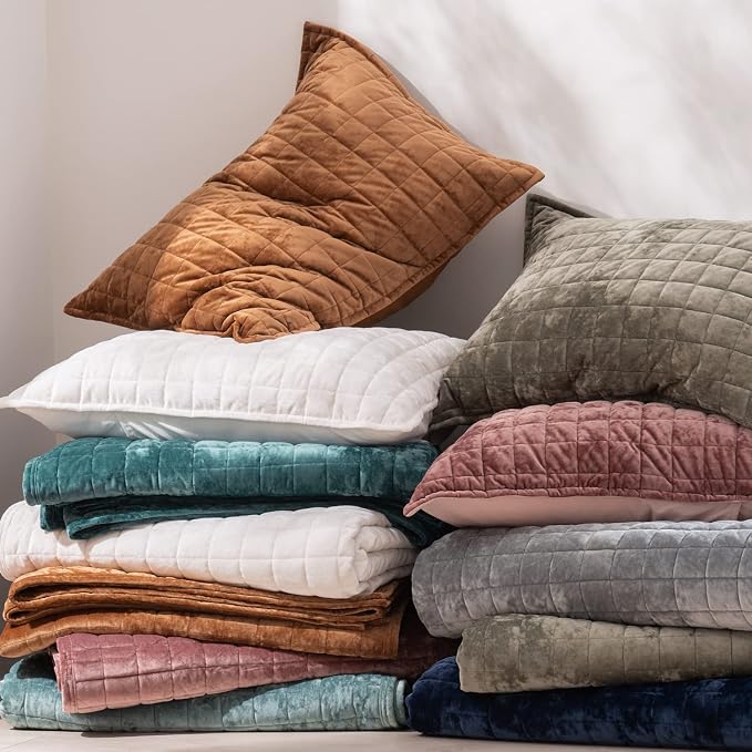 RECYCO Channel Box Stitch Velvet Quilt Set, King Size, Teal | Ultra Soft - Image 6