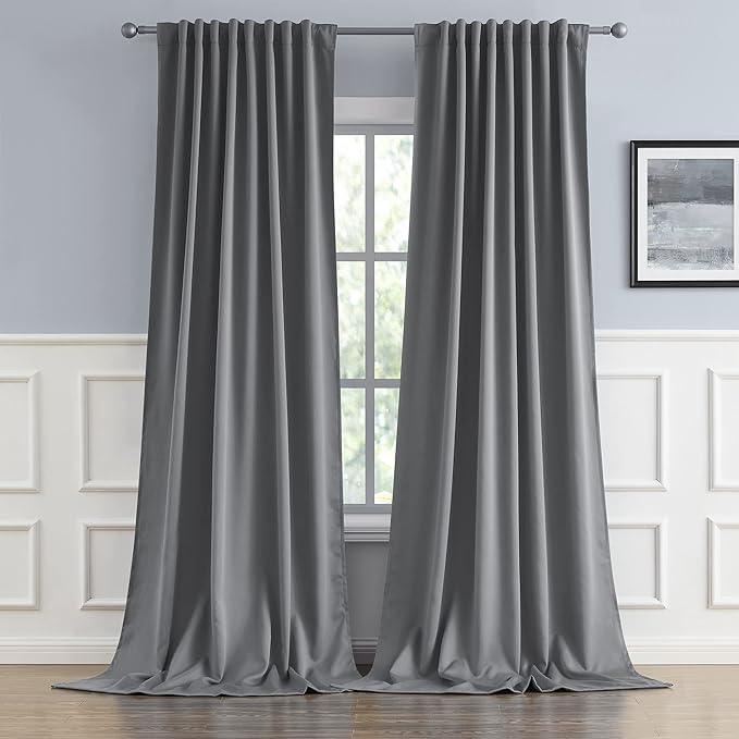 132 Inch Curtains Extra Long Back Tab and Rod Pocket Thermal Insulated Blackout by DUALIFE