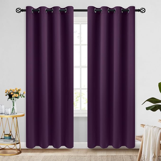COSVIYA Grommet Purple Blackout Room Darkening Curtains 96 inch Long | Thick by COSVIYA