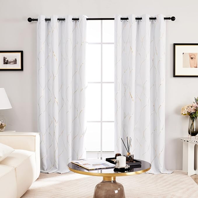 Deconovo Curtains for Living Room, Pattern Blackout Curtains 63 Inches Long | - Image 2