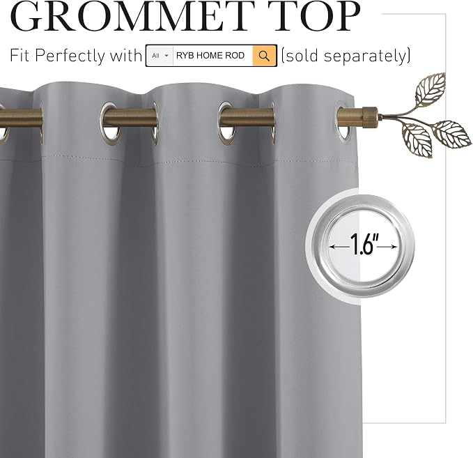 RYB HOME Blackout Curtains Room Divider - Image 2