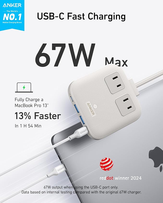Anker Travel Power Strip, Anker Nano 67W Max 6-in-1 USB C Charger, 2 USB C | 2 - Image 2