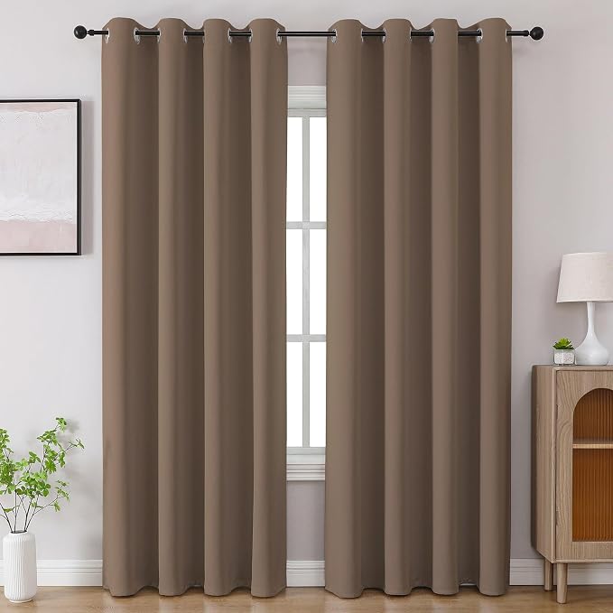 CUCRAF Khaki Blackout Curtains 96 inch Length 2 Panels Set, Room Darkening by CUCRAF