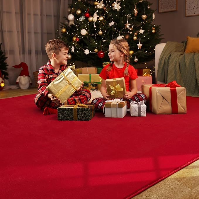 Modern Area Rugs for Bedroom Living Room, 4x6 Red Memory Foam Rug | Thickened - Image 8