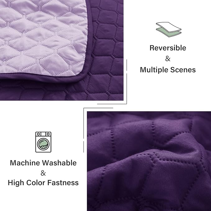 Exclusivo Mezcla Reversible King Size Quilt Bedding Set, Deep Purple | - Image 6