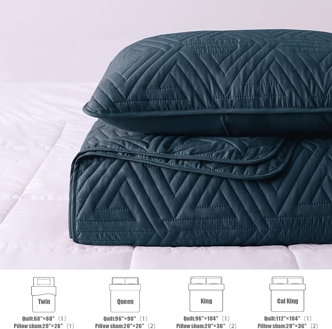 Whale Flotilla Soft Geometric Cal King Quilt Set - Image 6