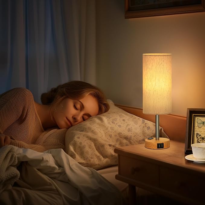 Small Touch Table Lamps Set of 2-3-Way Dimmable, USB A + C Charging, AC Outlet - Image 6