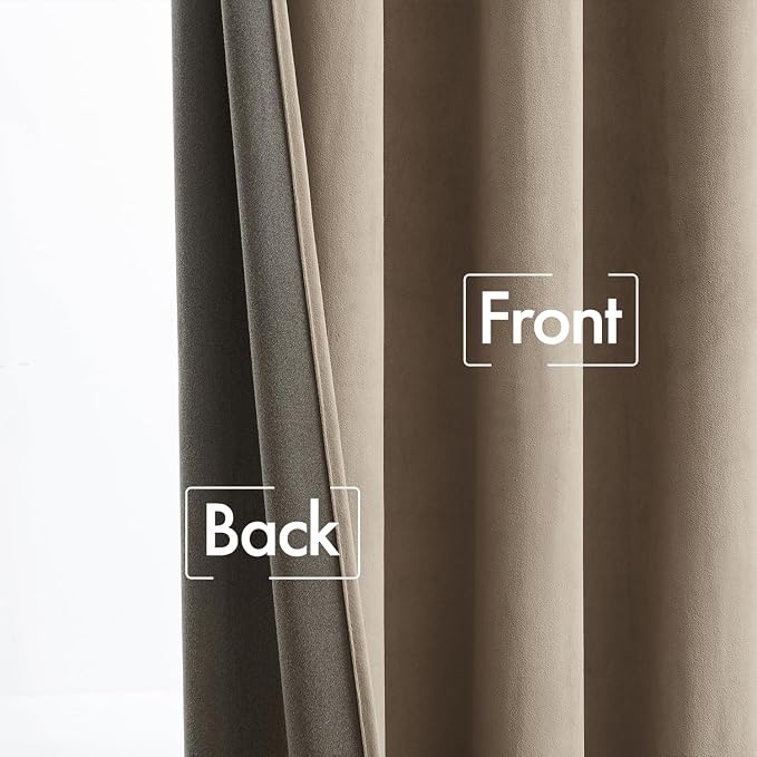 MIULEE Light Taupe Velvet Pinch Pleat Blackout Curtains W52 X L84 Inches | 2 - Image 6