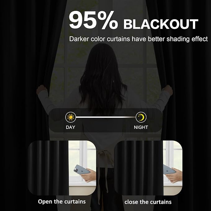 Short Pinch Pleated Blackout Curtains 45 Inch Long 2 Panels - Image 3