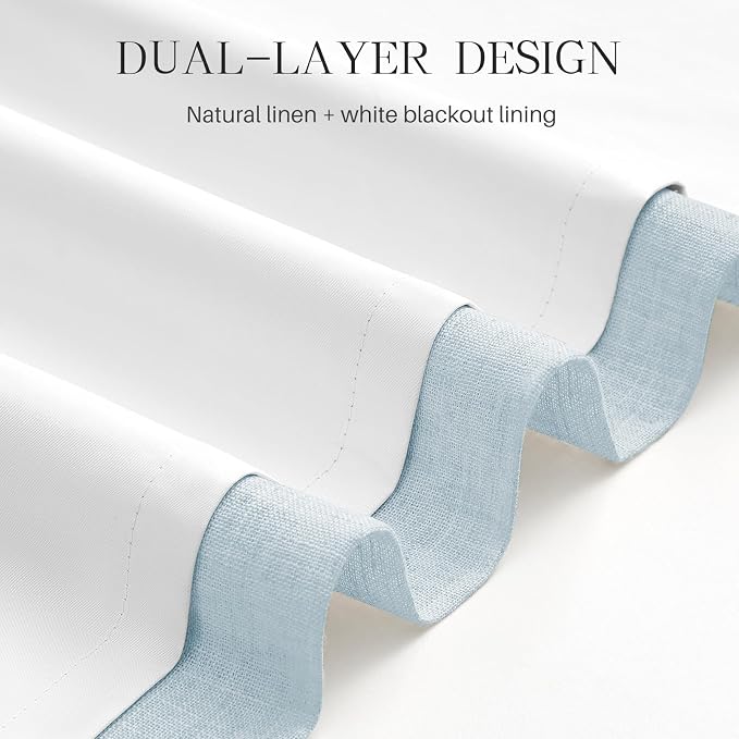 AUSSPVOCT Pinch Pleated 95 Inch Linen Curtains 100% Blackout - Image 5