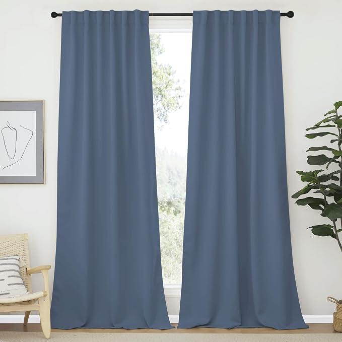NICETOWN Living Room Blackout Curtains, Stone Blue Blackout Window Covering by NICETOWN