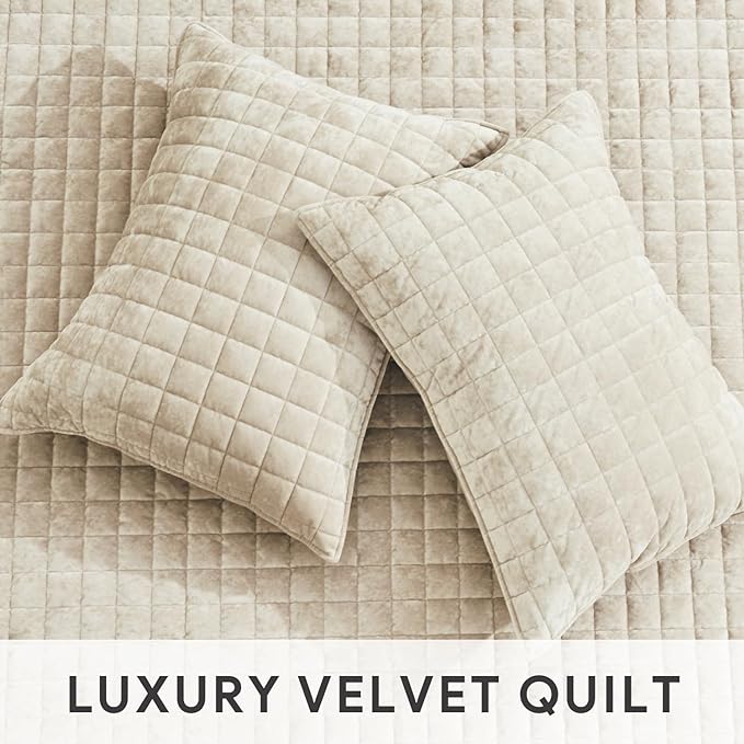 RECYCO Channel Box Stitch Velvet Quilt Set, Twin/Twin XL Size, Luxury Oversized - Image 4