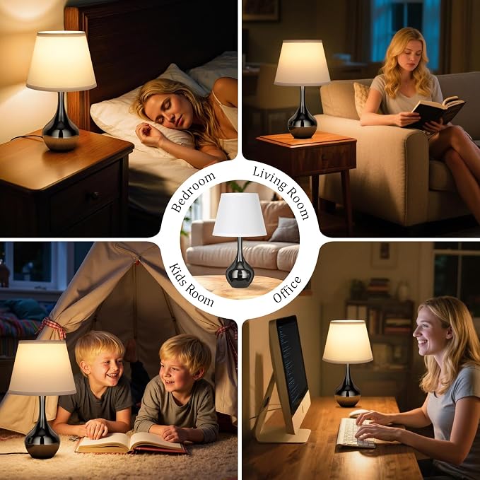 16.1" Touch Table Lamp for Nightstand, 3 Way Dimmable Small Bedroom Lamp | - Image 6