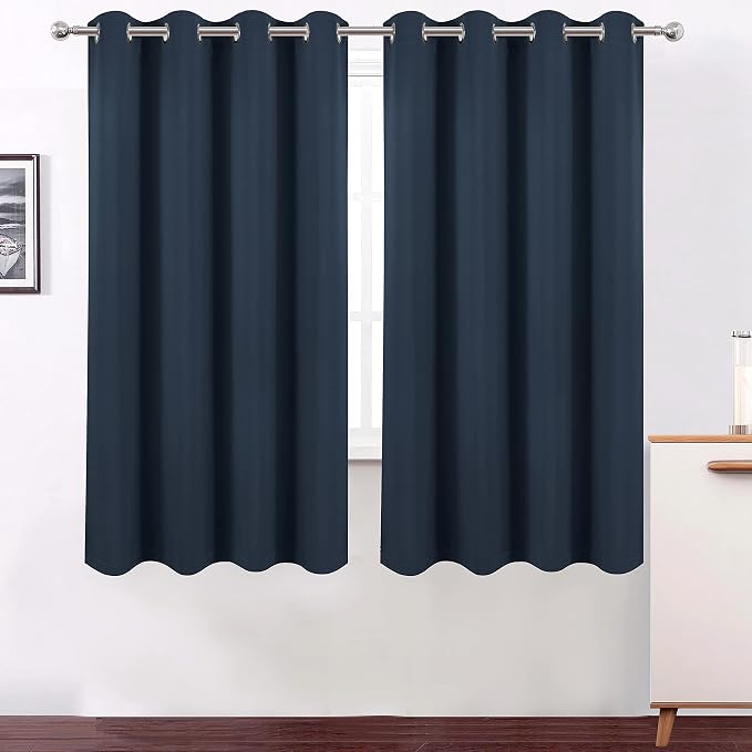 100% Blackout Curtains 52 x 72 Inch/Navy Curtains 2 Panels - Image 2