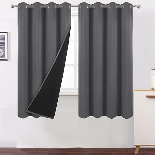 100% Blackout Curtains 52 x 72 Inch/Grey Curtains 2 Panels by Lemomo