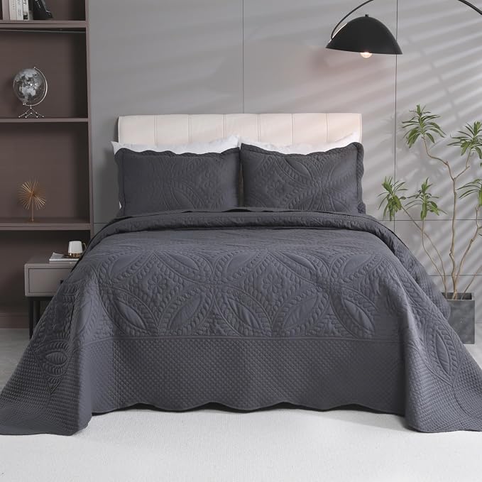 Cmfshape Oversize King Bedspread 128"x120", 3 Piece California King Quilt - Image 2