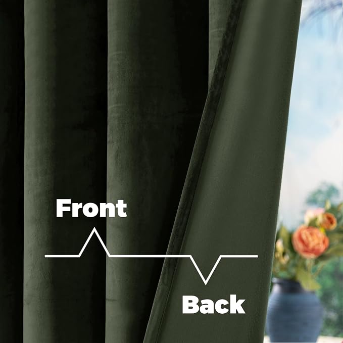 BGment Velvet Curtains for Living Room, Olive Green Blackout Curtains | - Image 4
